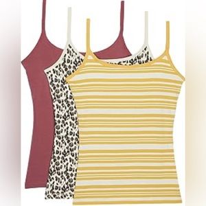 NWT Pact Organic Cotton Self Bra Camisole Tank Top (3 Pack)